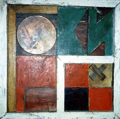 V. Ermilov (1894-1967). Gorky Memorial Plaque. 1924. Relief. Wood, metal, oil on plywood. 44 by 44 cm.